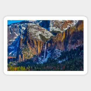 Snowy Bridalveil Falls Sticker